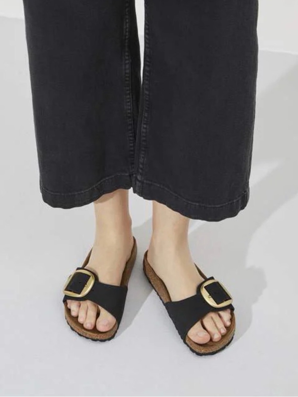 Birkenstock Black Sandals with Gold Buckle